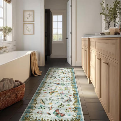 Machine Washable Runner Rug for Entryway: 2'x6' Kitchen Rugs Stain Resistant Non Slip Low Pile Soft Carpet Runners for Hallways Indoor Entryway Kitchen Beside Bedroom Living Room Farmhouse