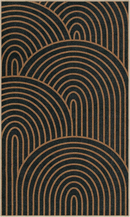 Lahome Modern Rainbow Easy Jute Patio Rug, 3x5 Washable Rugs for Entryway Farmhouse Carpet, Non Slip Indoor Door Mat Contemporary Throw Carpet for Laundry Guestroom Room Porch Decor