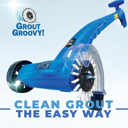 Grout Groovy! Electric Stand Up Lightweight Grout Cleaning Machine, Safely Cleans Grout Floor Tiles, Cleaning Brush Wheel, 20’ Cord, 120 V