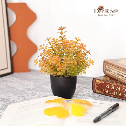 Der Rose Fall Fake Plants 4 Packs Artificial Plants Small Faux Plants Black Bathroom Accessories Fall Decorations for Home Bathroom Home Office Desk Fall Decor Indoor