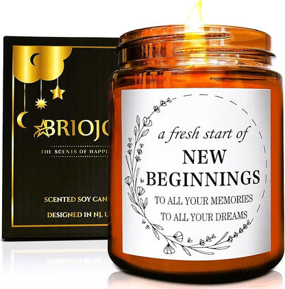 Gifts for New Beginnings - Housewarming New Home Gifts for Friends - House Warming Party Decor - Gift for Retirement, New Job, Coworker Leaving - Relaxing Candles for Women Stress Relief