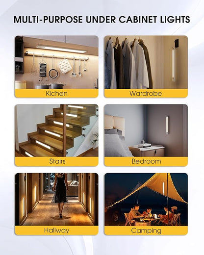 8 Inch Under Cabinet Lighting, 3Pack 5CCT Dimmable Closet Lights, Motion Sensor LED Lights of Battery Operated, Rechargeable Under Counter Light for Kitchen, Stairs, Bedroom, Wardrobe