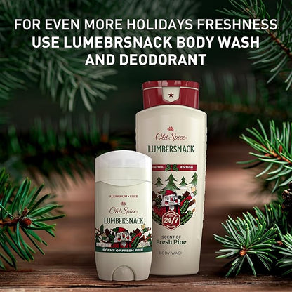Old Spice Aluminum Free Deodorant for Men, Holidudes Limited Edition, 24/7 Holiday Freshness, Odor Protection, Stocking Stuffer, Lumbersnack with Fresh Pine Scent, 3.0 oz