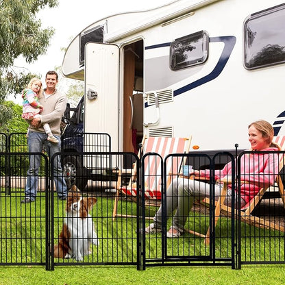 Garden Fencing 40 inch High, 8 Panels Total 17.7 Ft(L), Gate 17.7 Inches Wide with Low Sills, Dog Fence Outdoor for Yard. Rabbit Fence for Garden, Large Dog Pen, Border Fencing for Flower Beds
