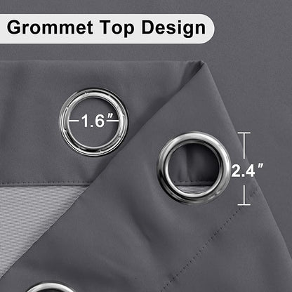 XWZO 100% Blackout Curtain Panels - Thermal Insulated Black Liner Curtains, Noise Reducing and Heat Blocking Drapes for Hall and Studio Windows with Tiebacks, Dark Grey, W38 x L54, Set of 2