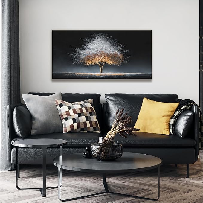 Canvas Art Wall Decor Burning Gray Tree Of Life Wall Art For Living Room Modern Artwork Ready To Hang Abstract Wall Art Prints Bedroom Kitchen Office 24x48 Inch Canvas Prints