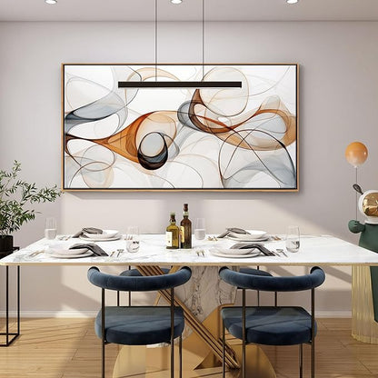 KLAKLA Modern Abstract Gray and Brown Designs - Colorful Curves and Translucent Medium - Frame Wall for Living Room Office Wall Decor Picture Artwork for walls