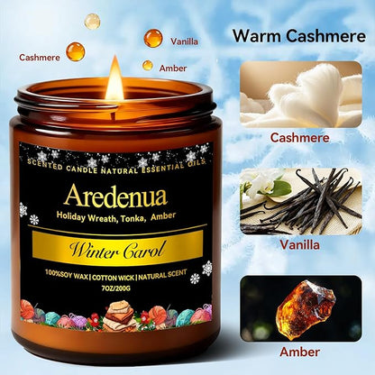 Warm Cashmere Scented Candle – Warm Luxe Cashmere & Soft Vanilla Notes, Cozy Clean Scent, Non-Toxic Soy Wax Candles, Long Lasting Candle for Home & Relaxation - 7oz Aromatherapy Candles