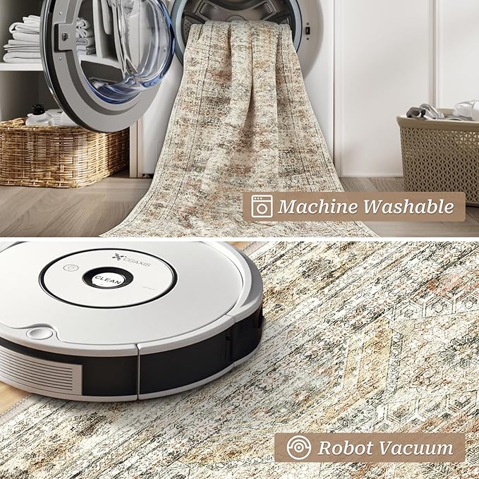 Long Bathroom Rugs Runner - Washable Runner Rugs for Hallway 2x10, Ultra-Thin Soft Kitchen Carpet Runner, Anti Slip Backing Runner Rugs for Entrance, Bedroom, Living Room(2'x10', Brown/Pink)