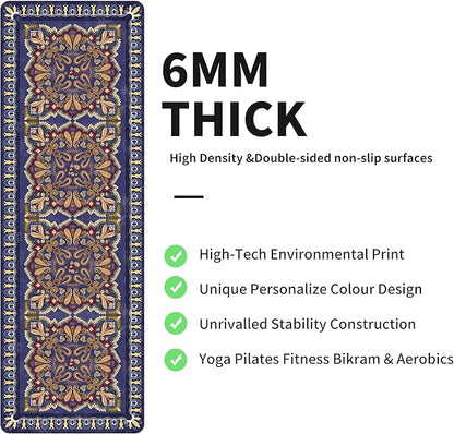 nuveti Yoga Mat Print Extra Thick TPE Non Slip Fitness Exercise Mat with Carrying Bag,72"x24" Extra Thick 6MM Exercise & Workout Mat for Yoga, Pilates Fitness and Floor Exercises