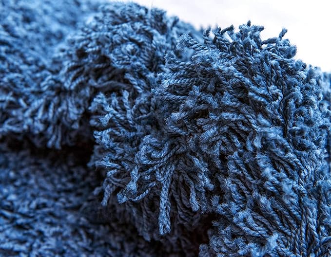 Unique Loom Solid Shag Collection Area Rug (2' 6" x 16' 5" Runner, Sapphire Blue/ Navy Blue)