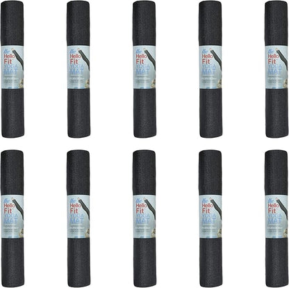 Hello Fit 10-Pack Yoga Mat, 68" x 24" Non Slip Exercise Mat, 4mm Thick Gym Mat for Fitness and Stretching, Bulk Non Toxic Yoga Mats for Schools and Studios