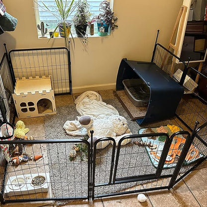 Dog Playpen,Portable Outdoor Dog Fence, Dog Playpen for Large/Medium/Small Dogs, Dog Fences for The Yard,with Doors Foldable Metal (24 inch, 08 Panels)