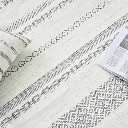 jinchan Moroccan Boho Runner Rug 2x6 - Machine Washable Non-Slip Low-Pile Soft Bohemian Runner Rug for Entryway Hallway Kitchen Bedroom Laundry Room (2‘x6', Grey)