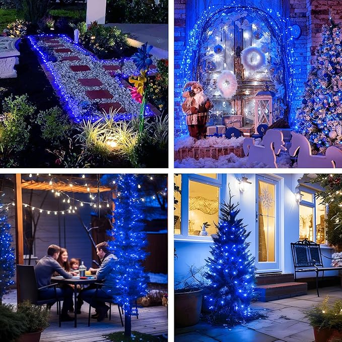 JMEXSUSS 2 Pack Blue Fairy Lights Battery Operated, Total 400 LED 132ft Christmas Fairy Lights with Remote, 8 Modes Blue String Lights for Christmas Tree Bedroom Xmas Wreath Patio Fireplace Decor