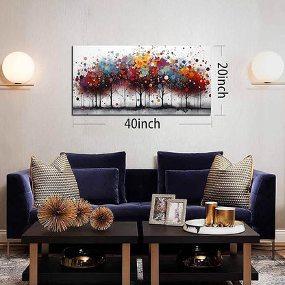 Tree Art Wall Decor for Bedroom - Abstract Wall Canvas Art for Office - Colorful Pictures Wall Art for Living Room Size 20" x 40"