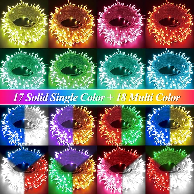 LitHome 99ft 300 Led Color Changing Christmas String Lights 35 Colors RGB Christmas Lights with Remote Timer,Dimmable Led String Light Outdoor Plug in,Xmas Tree Light for Indoor Party Halloween Decor