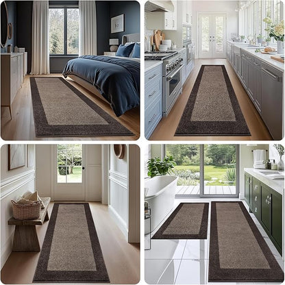 Machine Washable Kitchen Rug 24" x 84", Non Slip Kitchen Mat for Floor, Absorbent Entrance Runner Rug for Bedroom, Hallway, Bathroom, Door (Roll Packing)