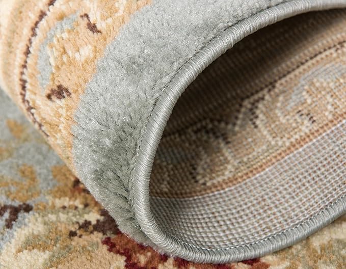 Rugs.com Chateau Collection Rug – 6 Ft Runner Light Blue Medium Rug Perfect for Hallways, Entryways