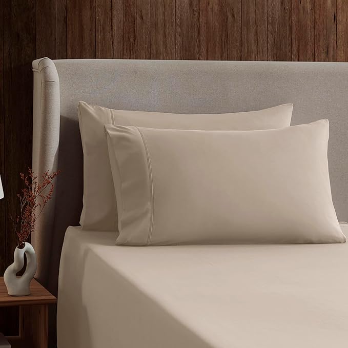 Nestl California King Sheet Set - 1800 Ultra-Soft Microfiber Cal King Bed Sheets - Double Brushed - Deep Pockets - Easy Fit - 4 Piece Set - Bed Sheets (California King, Beige Cream)