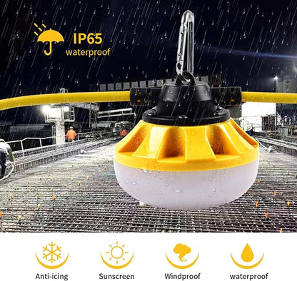 100FT LED Construction String Lights 10 Bulbs,10000LM,Industrial Grade,Weatherproof, Linkable 5000K Super Bright for Job Sites, Mining, Patios & Outdoor Work,Free for Climbing Hook 2Prong