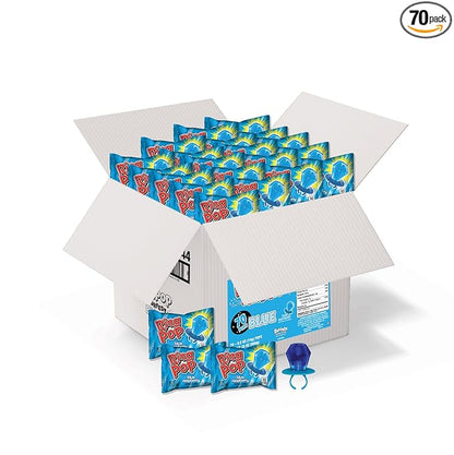 Ring Pop Blue Candy, 70 Ct Individually Wrapped Bulk Lollipop Pack, Blue Raspberry Flavored Lollipop Suckers for Kids, Fun Candy Bulk for Valentine's Gifts, Goodie Bags, Party Favors