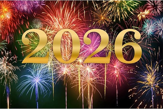 YongFoto 2026 Happy New Year Backdrop 15x10ft Glorious Night Sky Fireworks Photography Background Christmas Night Festival Carnival Family Party Banquet Decor Banner Photoshoot Wallpaper Photo Booth