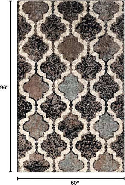 Superior Indoor Large Area Rug, Jute Backed, Perfect for Living/Dining Room, Bedroom, Office, Kitchen, Entryway, Modern Geometric Trellis Floor Decor, Viking Collection, 5' x 8', Chocolate