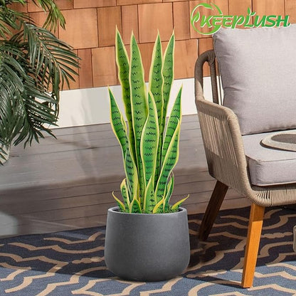 Artificial Snake Plant – 28in Faux Sansevieria Plants, Fake Floor Plant for Indoor Outdoor, Front Porch Patio Home Office Decor, Mother-in-Law’s Tongue, Yellow 1Pcs