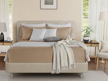 CHATEAU HOME COLLECTION King Sheet Set, 100% Cotton Bed Sheets King Size Sheets Deep Pocket Set, 800 Thread Count Sateen Weave 4 Piece Luxury Bedding, Soft & Breathable No Pill Fade Resistant- Taupe