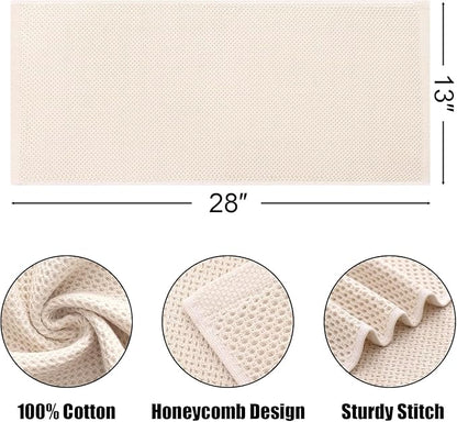 Kitinjoy 100% Cotton Waffle Weave Kitchen Towels, 12-Pack Super Soft and Absorbent Dish Towels for Drying Dishes, Kitchen Hand Towels, 13 in x 28 in, Beige