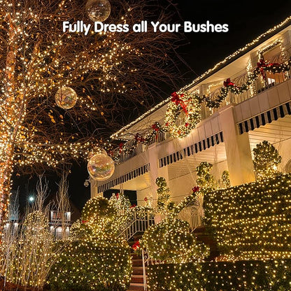 BlcTec Christmas Net Lights, 200 LED 8.4ft x 5.2ft Outdoor Christmas Lights with 8 Modes, Timer, Connectable, Waterproof Design for Trees, Bushes, Shrubs Outdoor Christmas Decorations, Warm White