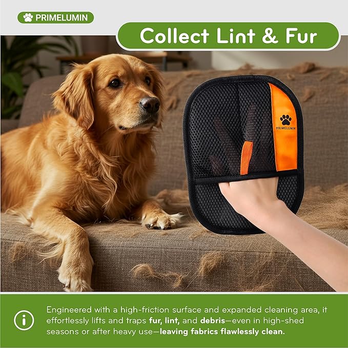 Pet Hair Removal Glove - Electrostatic Fur Remover Mitt for Dogs and Cats, Reusable Washable Pet Hair Remover Tool for Furniture, Couch, Carpet, Car Seat, Laundry