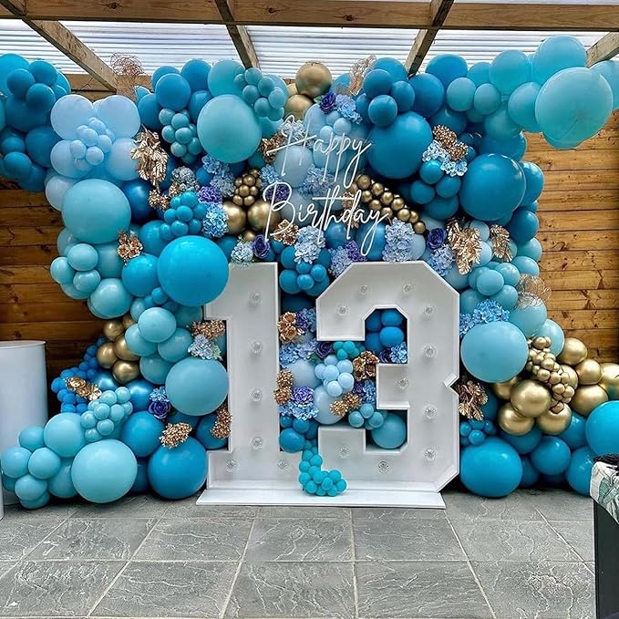 Peacock Blue Balloons, 12 Inch 30 Pcs Turquoise Blue Balloon Teal Blue Latex Balloons Matte Dark Teal Aqua Blue Helium Balloons for Birthday Baby Shower Wedding Whale Theme Party Decorations