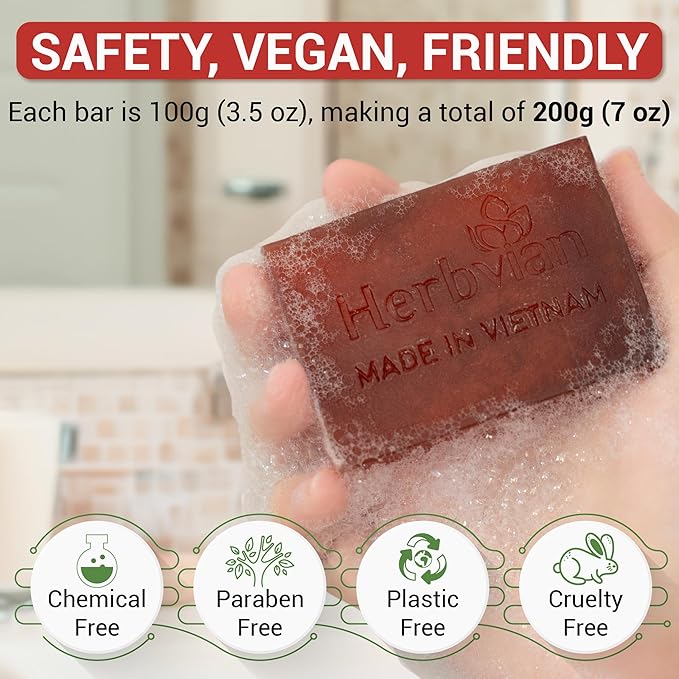 2 Pcs Rose Herbal Soap Bars with Cymbopogon Martinii Scent and Lonicera Japonica, Moisturizing Soap Bars, Bath Body and Face Soap, Rosa Cleanser Soap Bar, Soap for Men, Women, Teen and All Skin Types