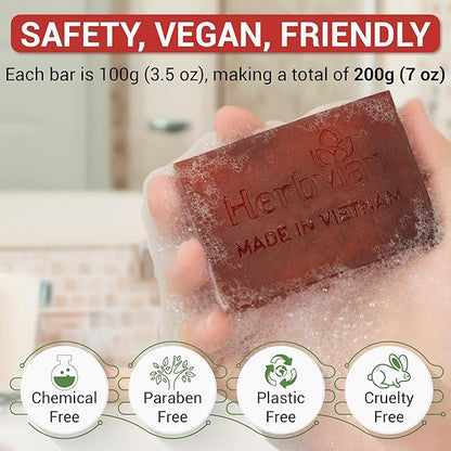 2 Pcs Rose Herbal Soap Bars with Cymbopogon Martinii Scent and Lonicera Japonica, Moisturizing Soap Bars, Bath Body and Face Soap, Rosa Cleanser Soap Bar, Soap for Men, Women, Teen and All Skin Types