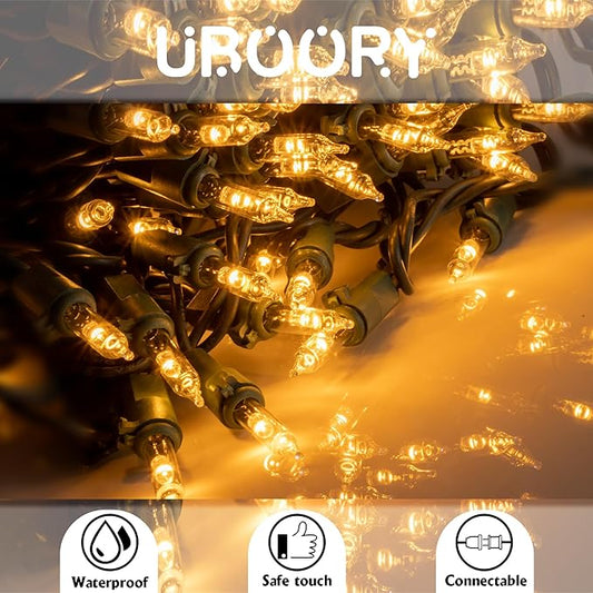 Christmas Lights 100 Count LED Lights 22.7ft Green Wire String Lights Set for Outdoor Indoor Christmas Decorations Wedding Decorations Valentines Day Decor,UL Certified