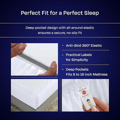 California Design Den California King Sheet Sets - Luxury 1000 Thread Count Sateen, Thick and Natural 100% Cotton Sheet Set, Deep Pockets, Soft, Breathable and Durable Bedding - White