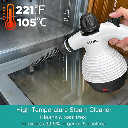 Handheld Steam Cleaner, Steamer for Cleaning, Multipurpose Portable Steam Cleaners for Home Use with Safety Lock and 10 Accessory Kit to Remove Grime, Grease, and More, Save Time and Effort