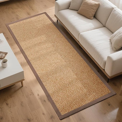 Washable Hallway Runner Rug 2x6 Jute Like Kitchen Runner Mat Rugs Non Slip, Woven Soft Entryway Farmhouse Runner Boho Floor Carpet for Indoor Laundry Hall Backdoor Bedroom Living Room, Brown
