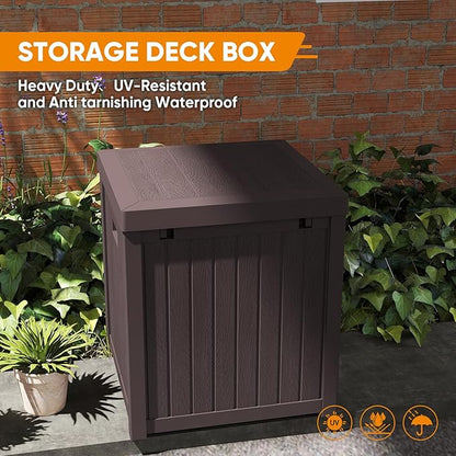 ZYJOYY 51 Gallon Resin Deck Box, Outdoor Storage Box Waterproof for Patio, Garden, Pool, and Deck, Storage Solution for Cushions, Tools, Delivery Packages, Brown