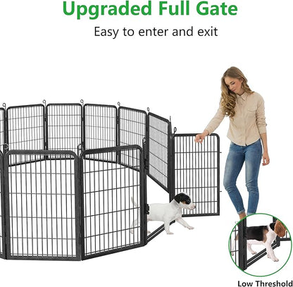 Dog Playpen Outdoor, 32" Height 20 Panels Pet Fence with Low Threshold Full Gate, Large Dog Fence Outdoor for Yard, Heavy Duty Pet Playpen Metal Play Pen Fence for RV Camping