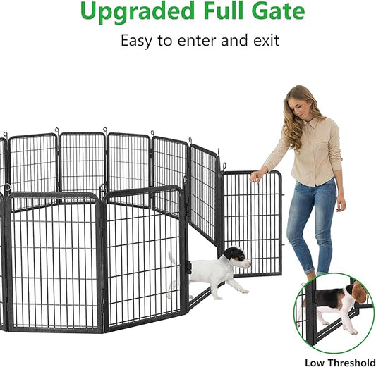 Dog Playpen Outdoor, 32" Height 20 Panels Pet Fence with Low Threshold Full Gate, Large Dog Fence Outdoor for Yard, Heavy Duty Pet Playpen Metal Play Pen Fence for RV Camping