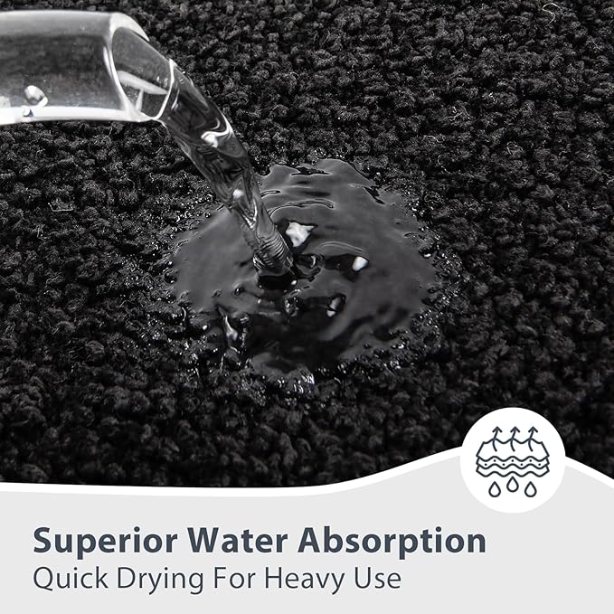Bathroom Rugs 30" x 46", Non-Slip Extra Soft Absorbent Bath Rugs, Machine Washable Quick Dry Bath Mats for Bathroom Floor, Shower, Bathtub and Sink, Black
