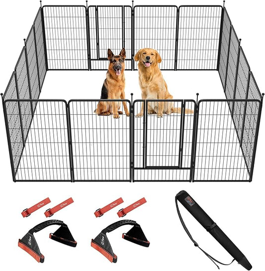 FXW Instant Unleashed Dog Playpen, Portable Pet Fence for Outdoor, RV Trips, and Camping, 45 inch, 16 Panels for Large Dogs with Easy-Carry Straps (2 Pack) and Stake Bag│Patented