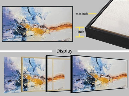 Ardemy Large Abstract Wall Art Canvas for Living Room Modern Framed Textured Painting Picture Wall Decor Bedroom Artwork Home Office Kitchen Dining Room Black Wood 40"x20"