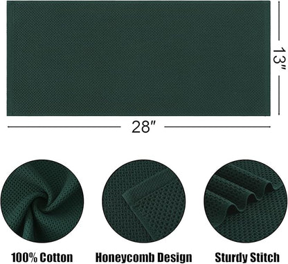 Kitinjoy 100% Cotton Waffle Weave Kitchen Towels, 4-Pack Super Soft and Absorbent Dish Towels for Drying Dishes, Kitchen Hand Towels, 13 in x 28 in, Blackish Green