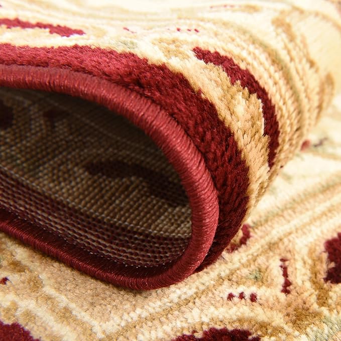 Unique Loom Versailles Collection Traditional Classic Floral Motif Area Rug (5' 0 x 5' 0 Round, Burgundy/Ivory)