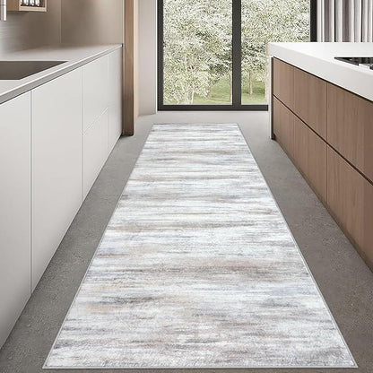 KOZYFLY Area Rug 3x8 Modern Ombre Living Room Area Rug, Washable Rugs for Bedroom Non-Slip Soft Stain Resistant Striped, Print Beige Abstract Carpet for Living/Laundry/Kid Room