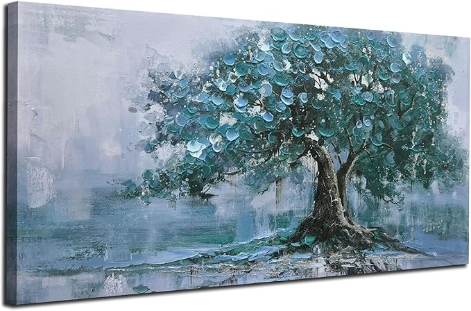 Ardemy Tree Canvas Wall Art for Living Room Teal Tree of Life Bedroom Pictures Paintings Wall Decor Large Artwork for Walls Home Office Dining Room Kitchen, 40"x20"